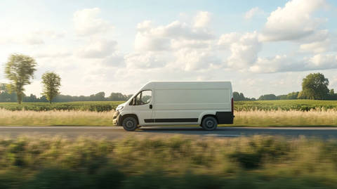 白色电动箱式货车侧视图