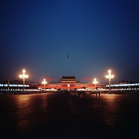 夜晚的天安门全景