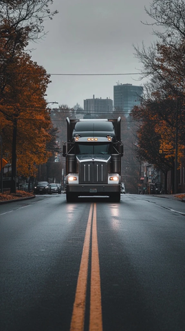 大卡车行驶城市道路