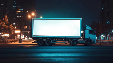 移动广告卡车侧影与背景