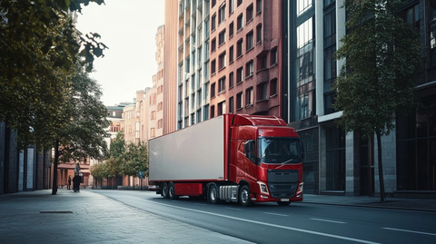 卡车侧面城市道路场景