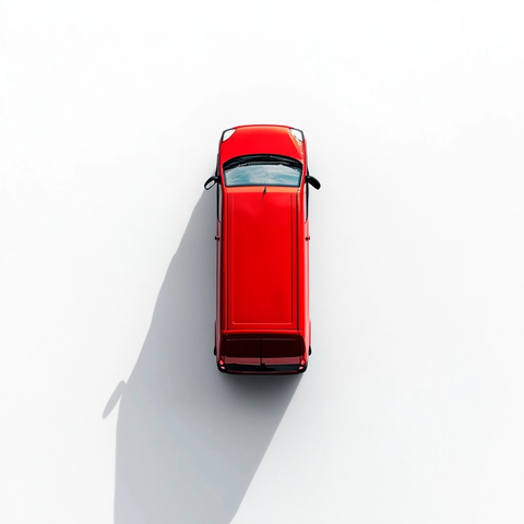 红色货车俯瞰视角