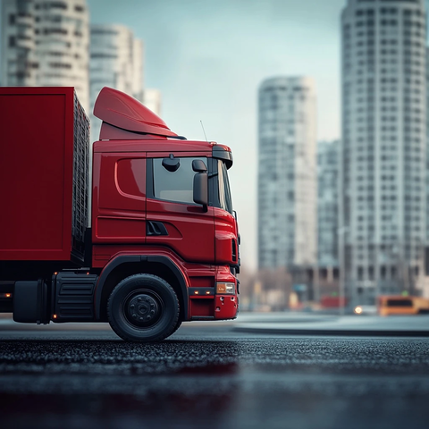 红色卡车城市背景设计