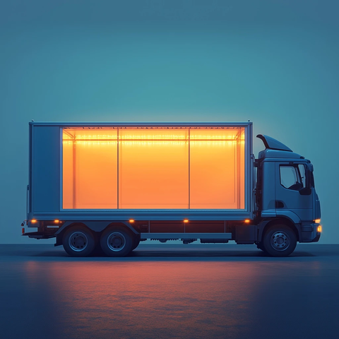 蓝色平板卡车玻璃箱