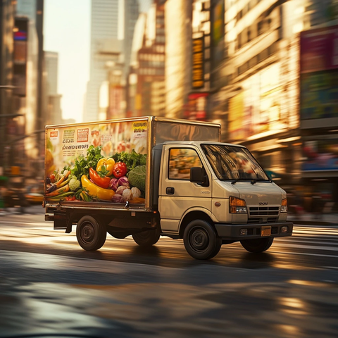 迷你货车城市街道行驶