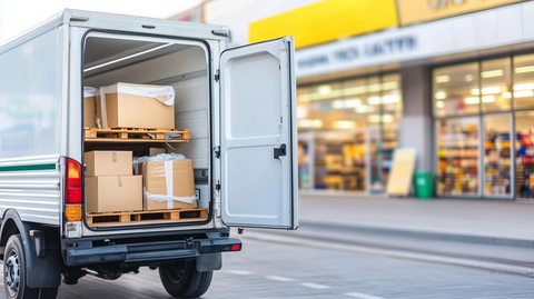 卡车停在前方包裹可见