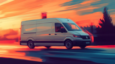 白色货车送货场景