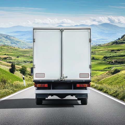 白色卡车行驶在公路上