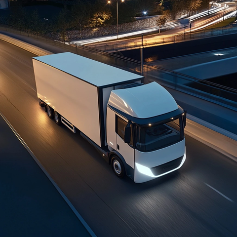 电动混合卡车夜间行驶