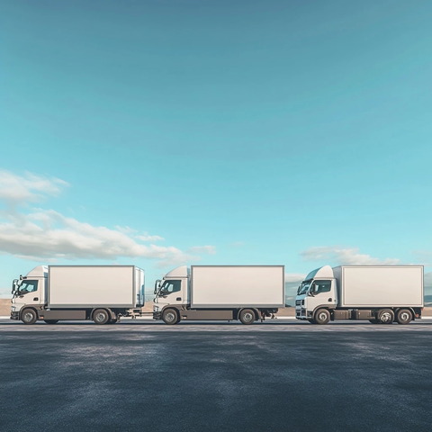 白色车队货车整齐停放