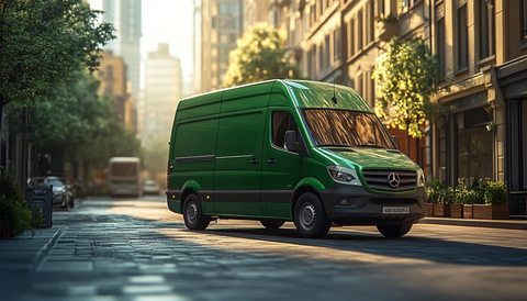 绿色送餐车穿梭行人区