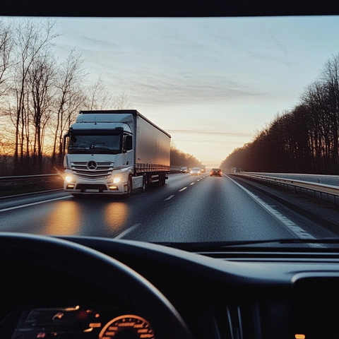 卡车逆行同车道迎面而来