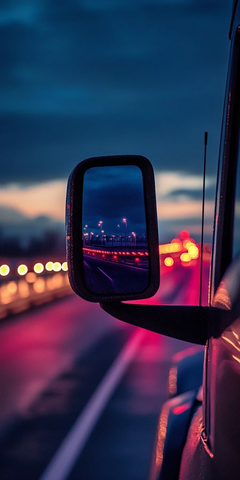 夜间卡车后视镜视角