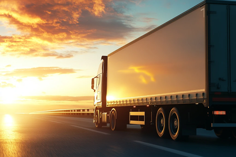 货运卡车沿海公路行驶