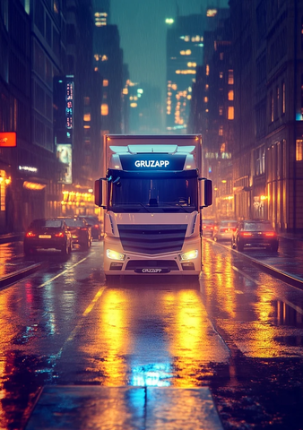 白色卡车城市背景