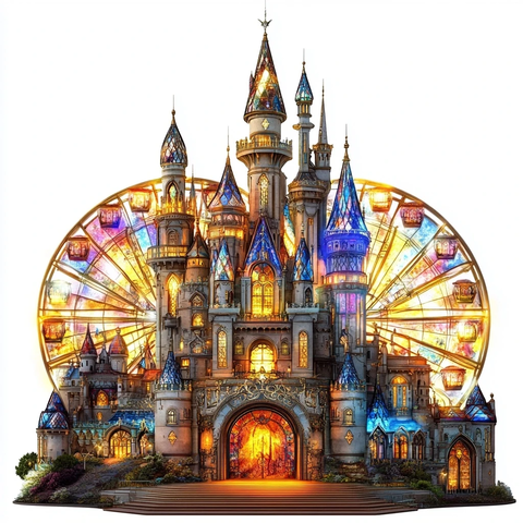 梦幻城堡与摩天轮结合的童话建筑