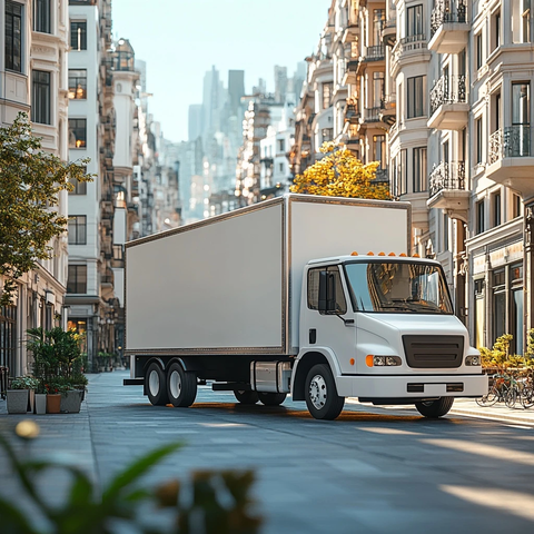 面包配送车城市景观展示