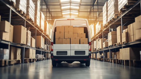 满载纸箱的货运车待发