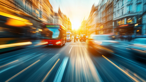 阳光街道汽车行人模糊