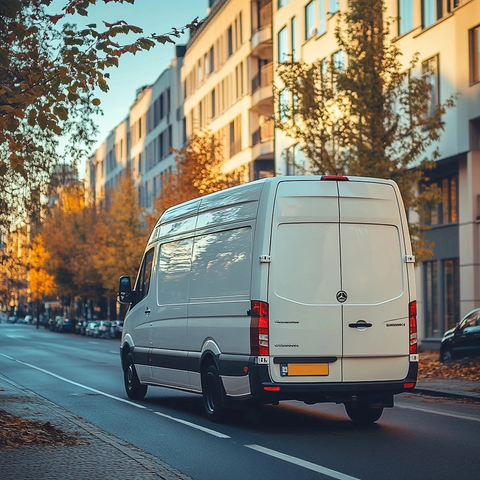 送货司机驾驶座后方视角