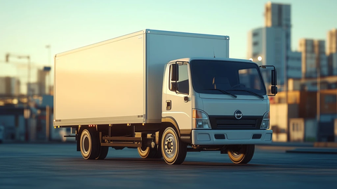 白色货运卡车停靠路边