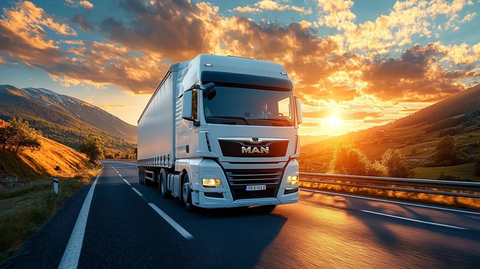 白色搬家公司卡车公路行驶