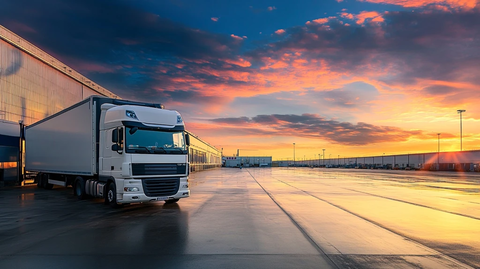 卡车停靠仓库码头