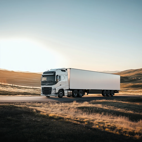 白色集装箱卡车缓慢行驶