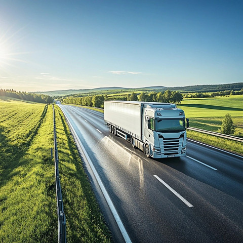 公路卡车绿草蓝天