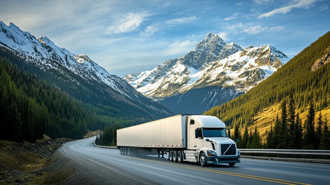 货运卡车行驶在公路上