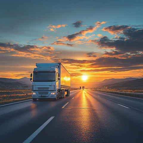 卡车驶向日落