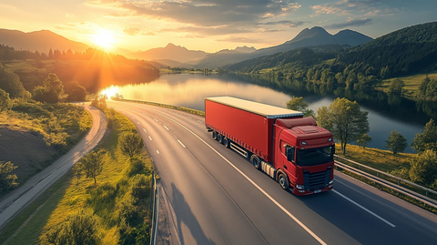 半挂车行驶在路上