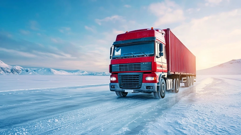 货运卡车穿越冰湖