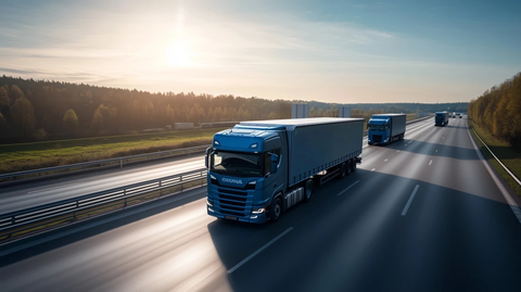 高速公路卡车行驶实景