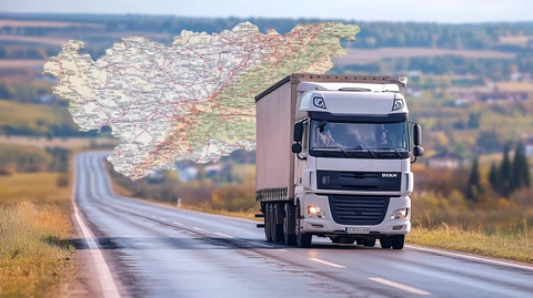 卡车行驶在地图上