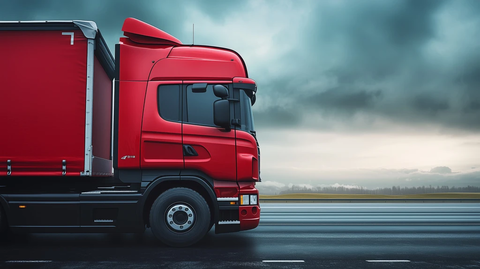 红色卡车停车场场景