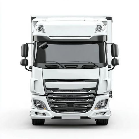 白色背景前卡车全貌