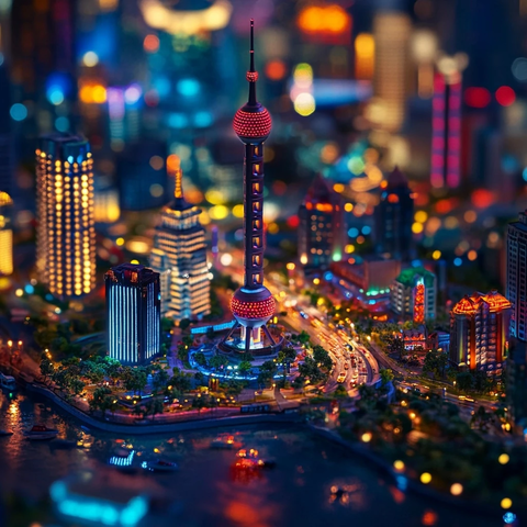 东方明珠夜景下的城市璀璨灯火