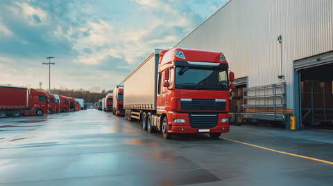 卡车排队进入仓库