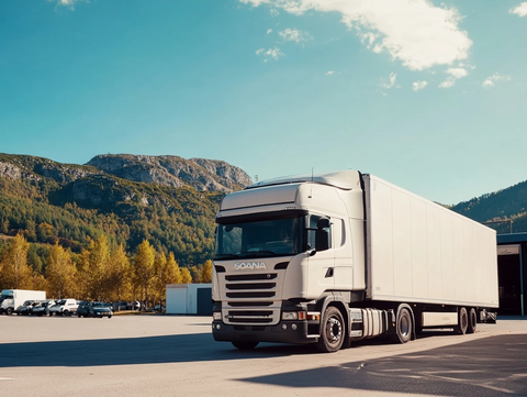 白色卡车停放在停车场