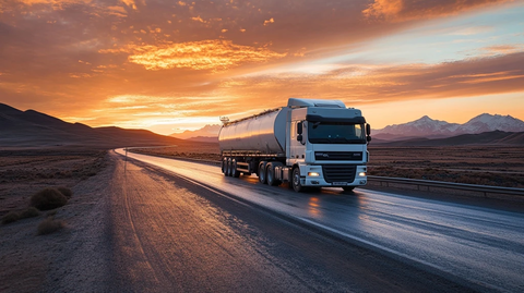 燃料运输卡车日出景观