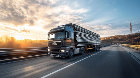 半挂卡车运输钢梁镜头