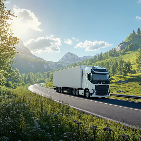 卡车行驶在沥青路上