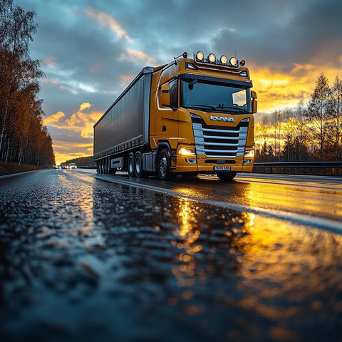 黄卡车轮胎特写