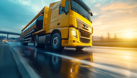 黄色设计卡车高速路广告