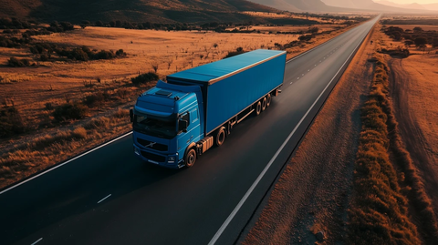 蓝色货柜车公路场景