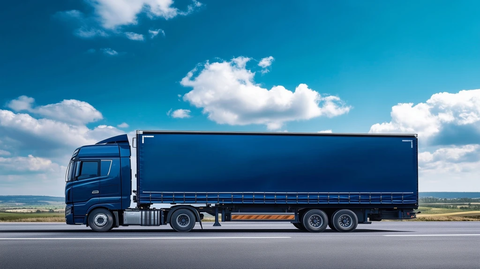 海军蓝半挂卡车与拖车