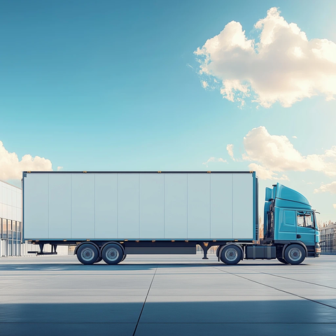 蓝色白色物流箱运输场景