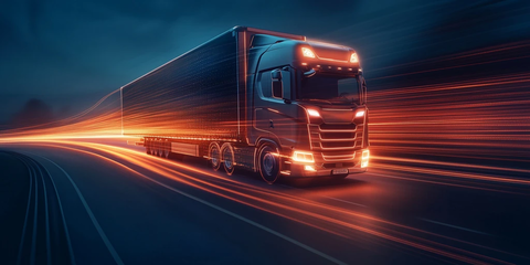 卡车前灯与光轨摄影