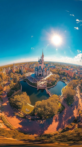 童话城堡全景图阳光照耀下的梦幻景致